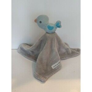 🌸 3/$20 Blankets & and Beyond Blue Bird Grey Security Blanket Lovey RARE 2015
